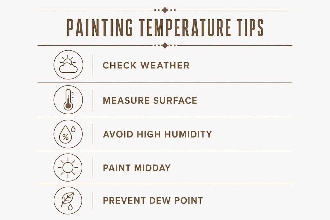 Infographic illustrating exterior painting temperature tips
