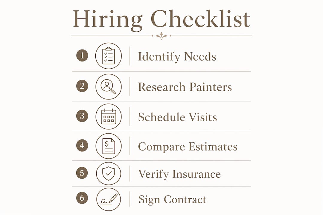 Infographic outlining painting contractor hiring checklist